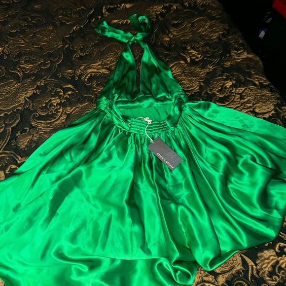 New -Alice & Olivia Green Silk Dress- size xs - Picture 10 of 10